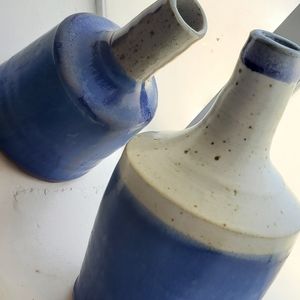 Clay stem bud vases set of 2